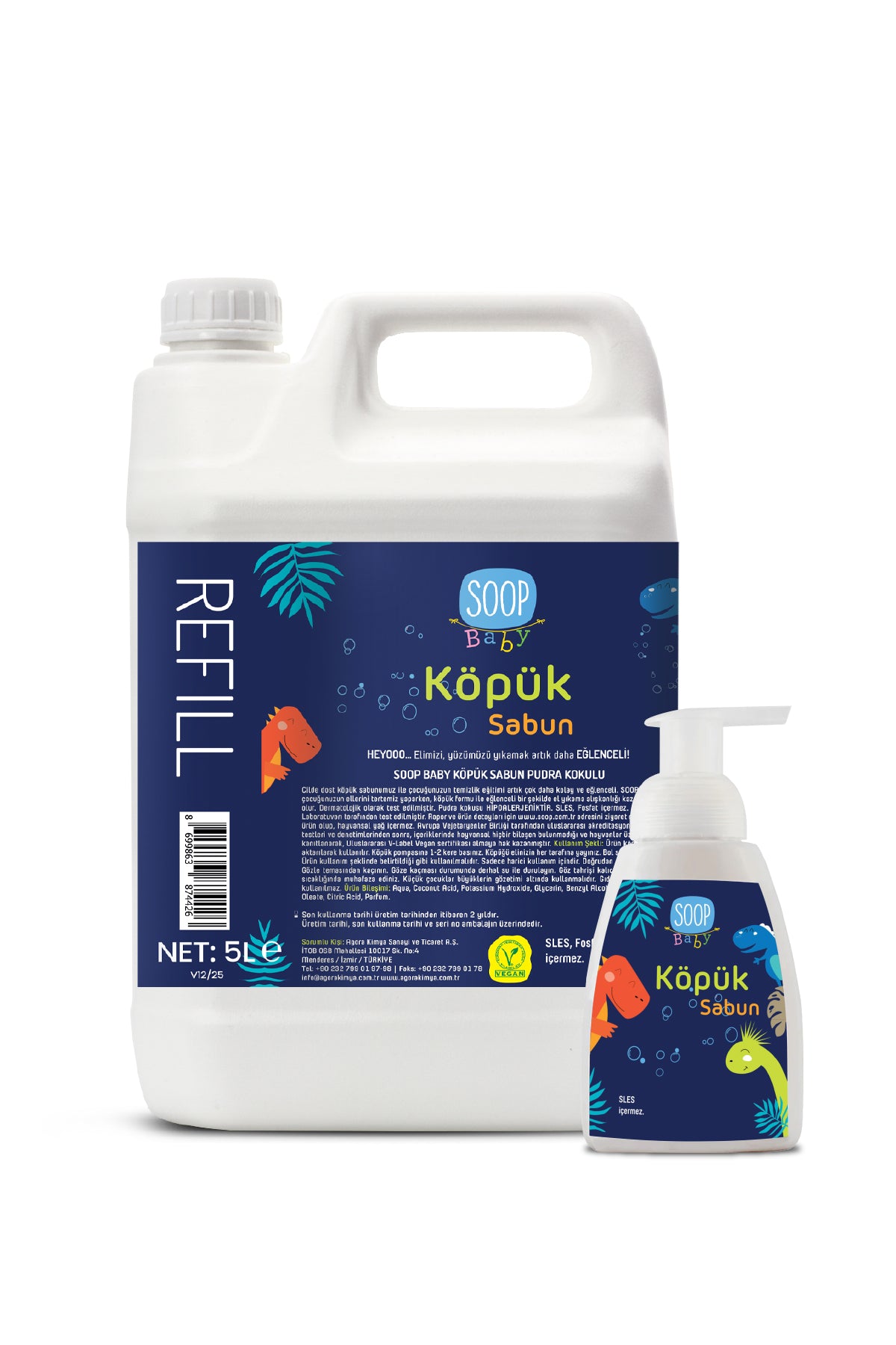 SOOP Baby Dinozor Doğal Köpük Sabun 5L Refill & 300 mL Set