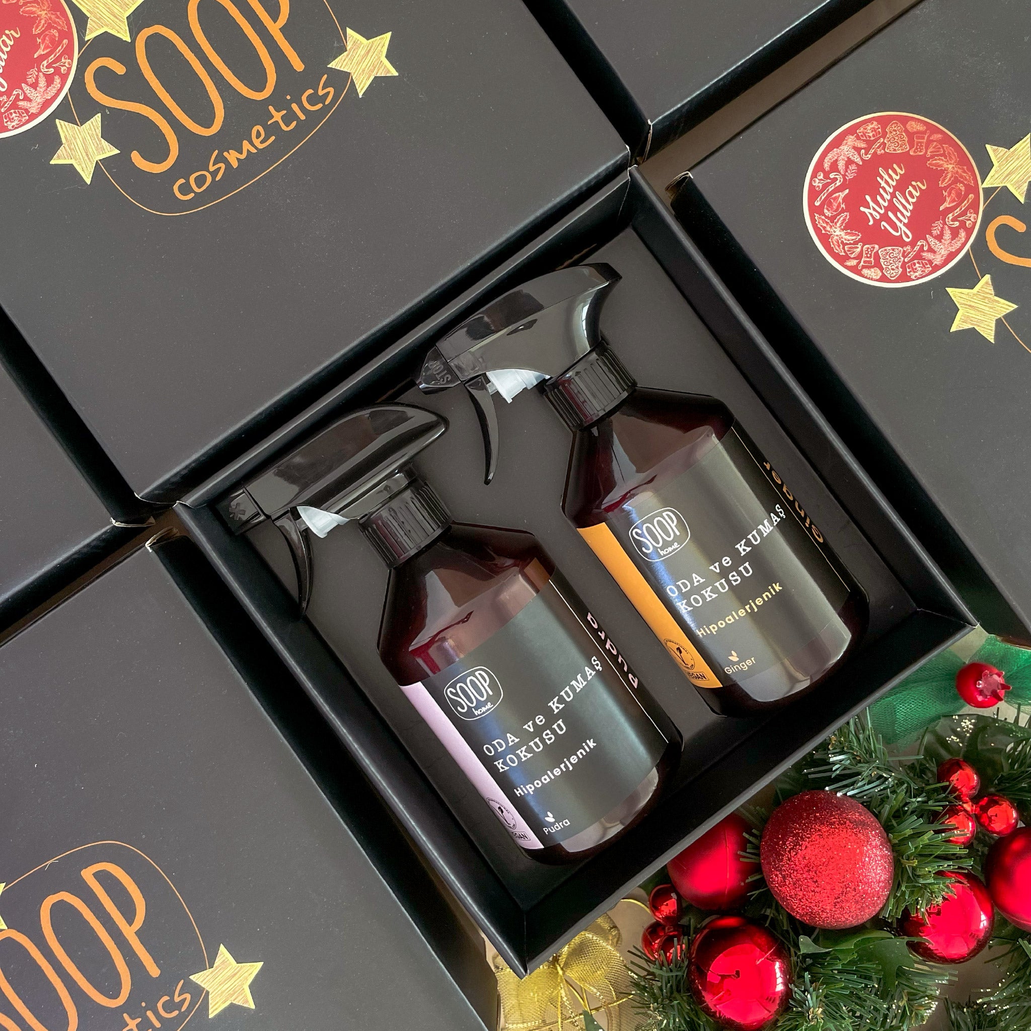 SOOP Home Zencefil ve Pudra Kokulu Doğal Oda ve Kumaş Spreyi – 2’li Hediye Seti