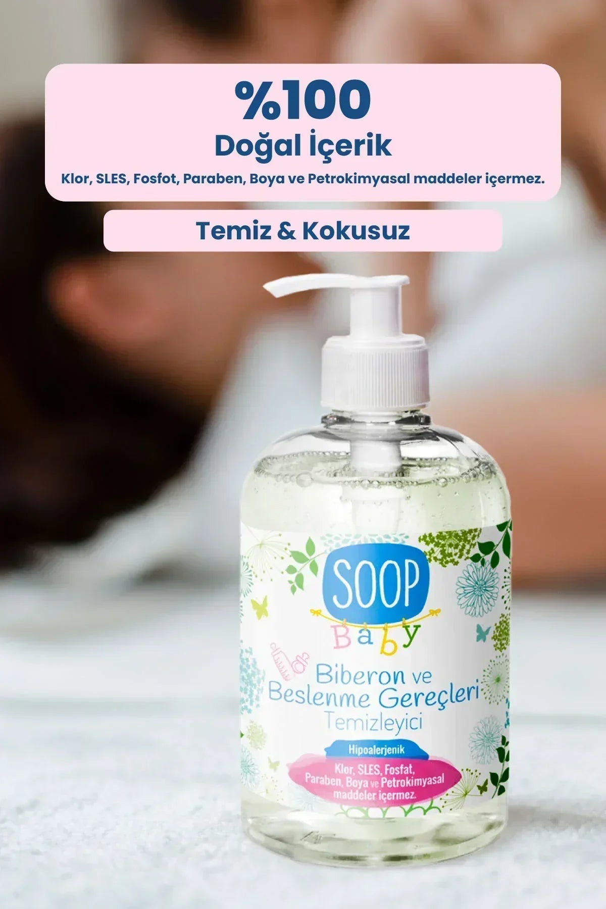 SOOP Baby biberon ve beslenme gereçleri için hipoalerjenik temizleyici şişesi