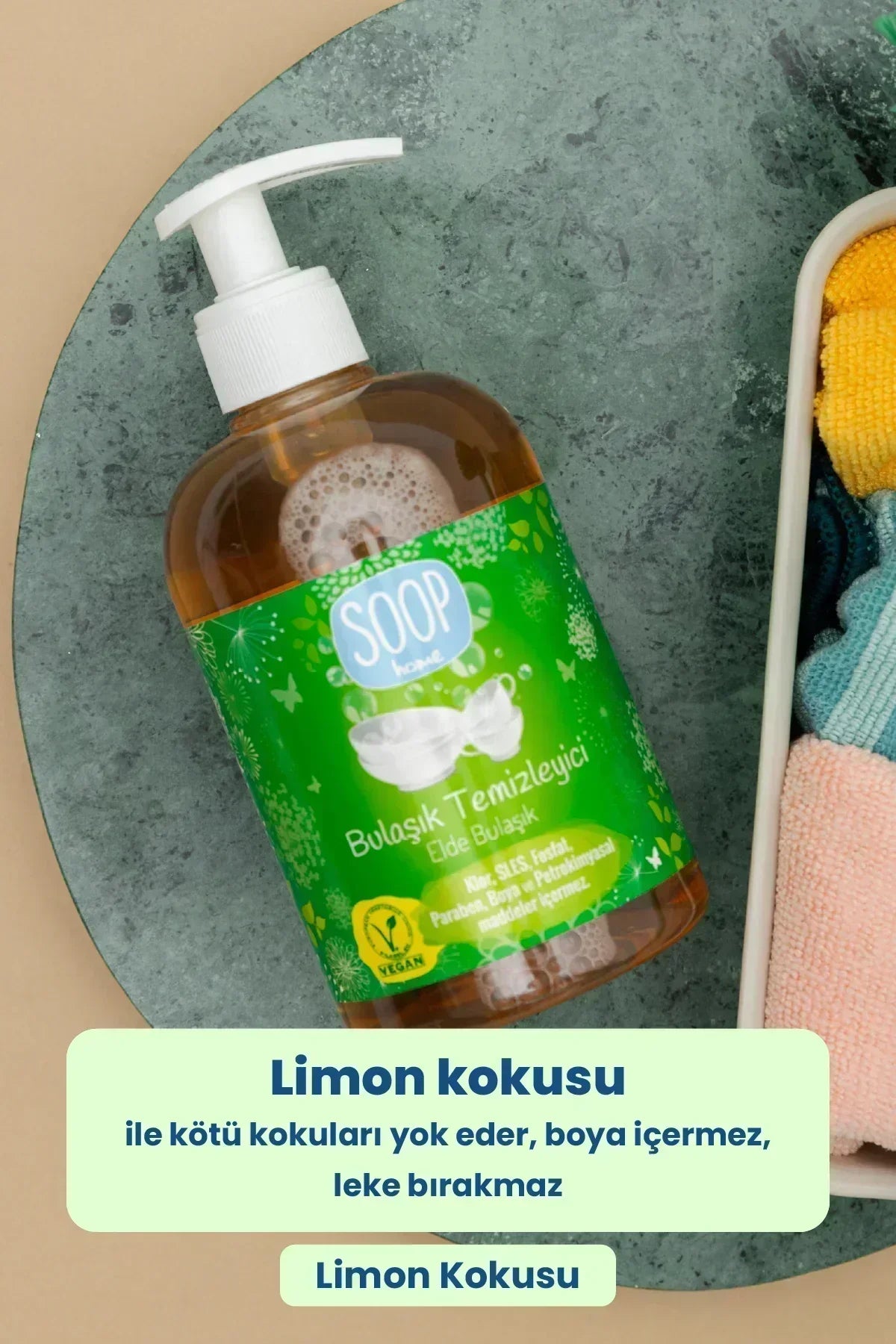 Limon kokulu SOOP home bulaşık temizleyici elde bulaşık için, vegan, kimyasal içermez