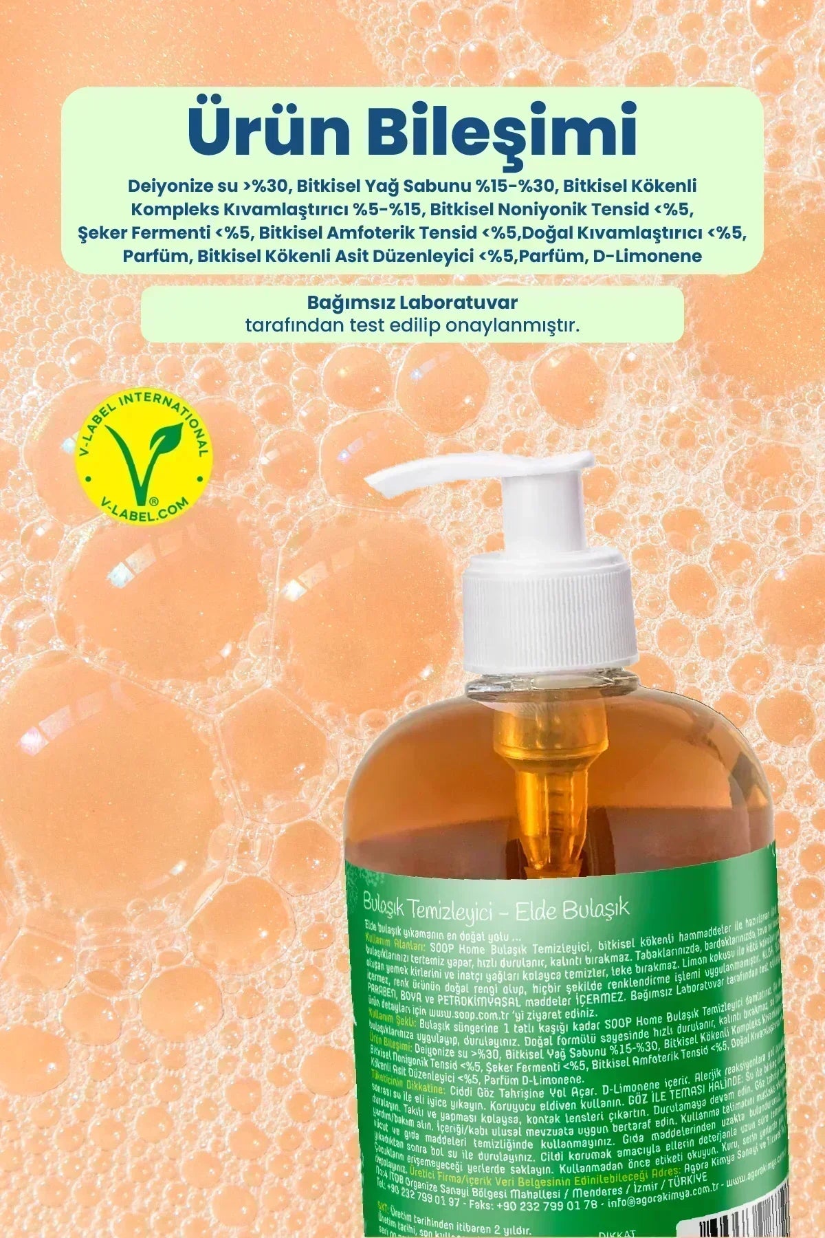 Soop Home bulaşık temizleyici doz pompalı şişe, doğal içerikli bitkisel sabun ve deterjan