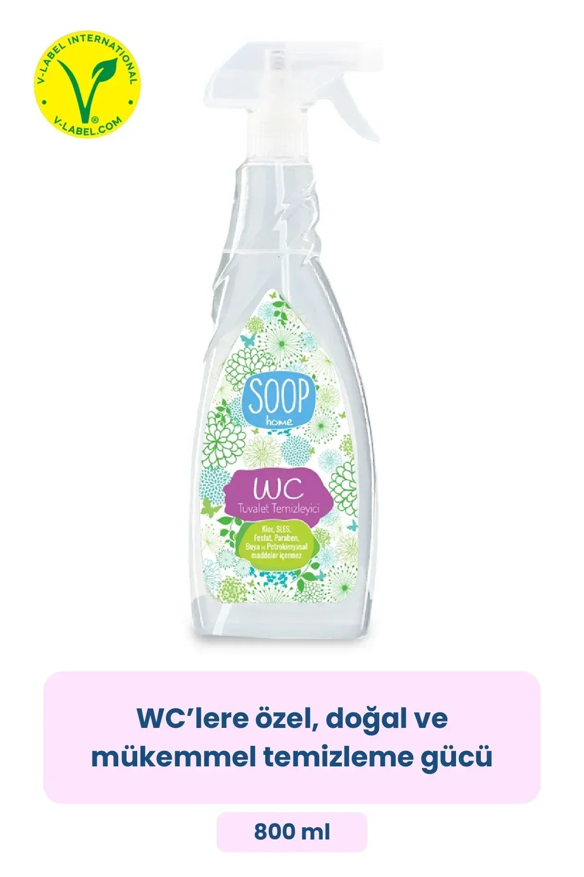 Soop Home WC tuvalet temizleyici şişesi, doğal ve güçlü temizleme etkisi, 800 ml