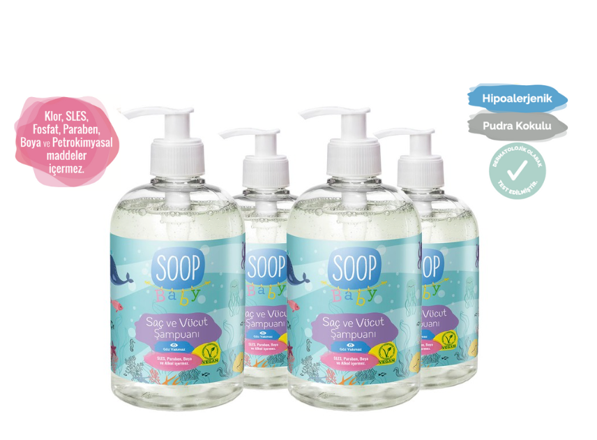 SOOP Baby Saç ve Vücut Şampuanı 4'lü Paket - soopcomtr